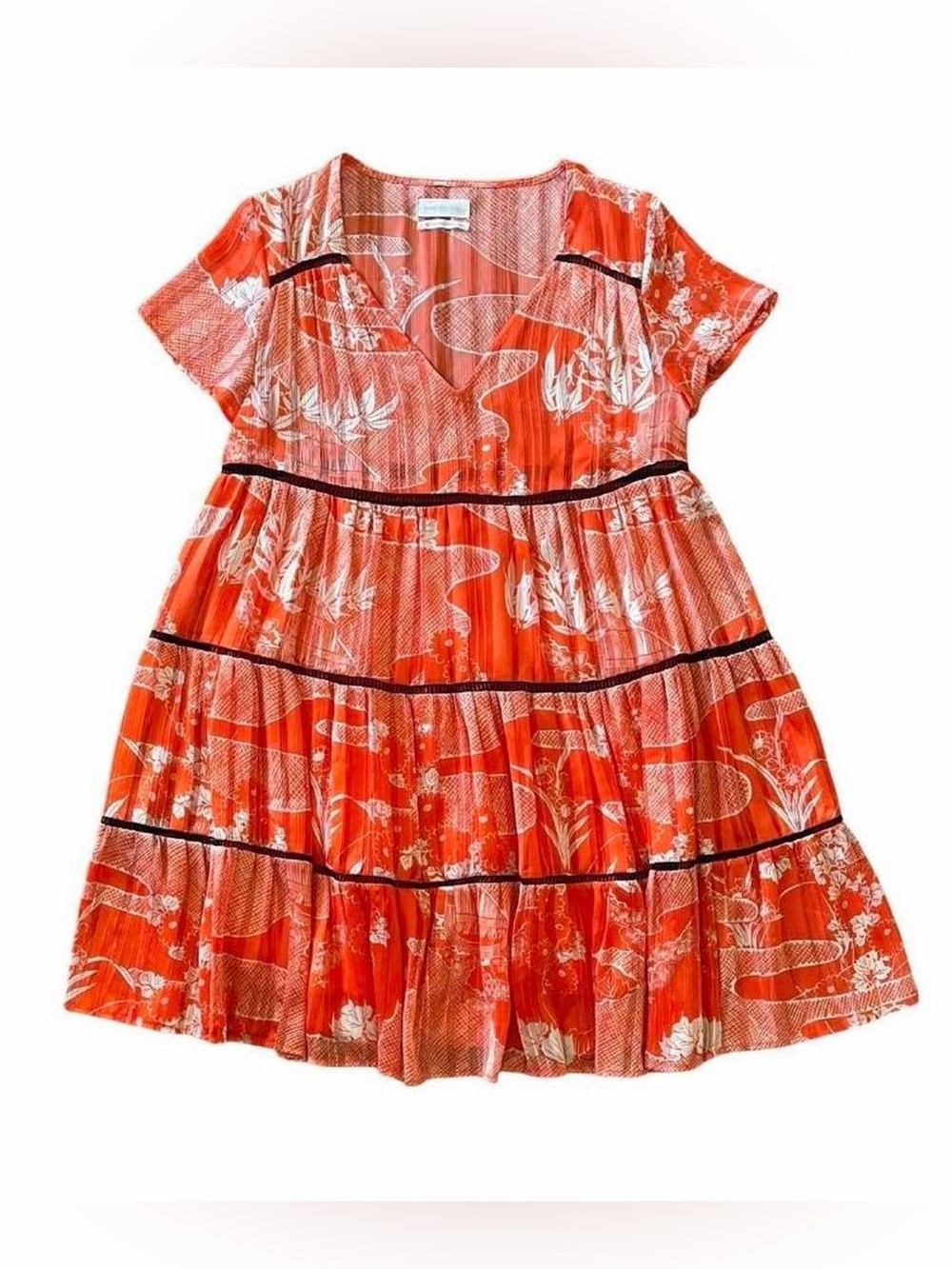 Urban Outfitters Pippa Tiered Floral Babydoll Mini Dress XS